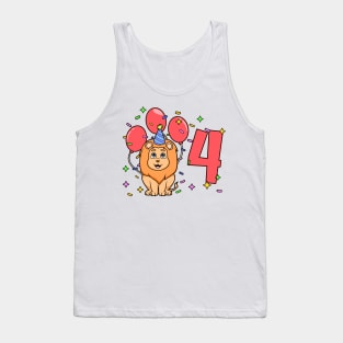 I am 4 with lion - kids birthday 4 years old Tank Top